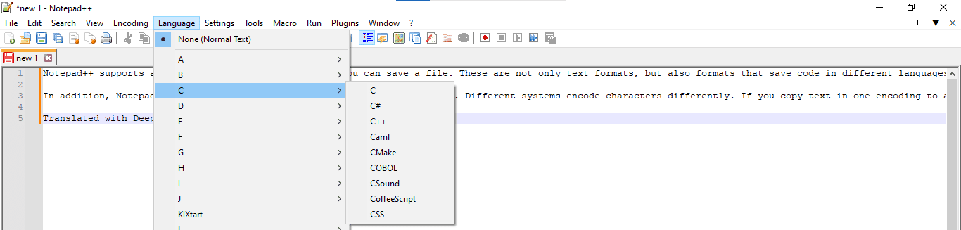 Syntax highlighting in Notepad++